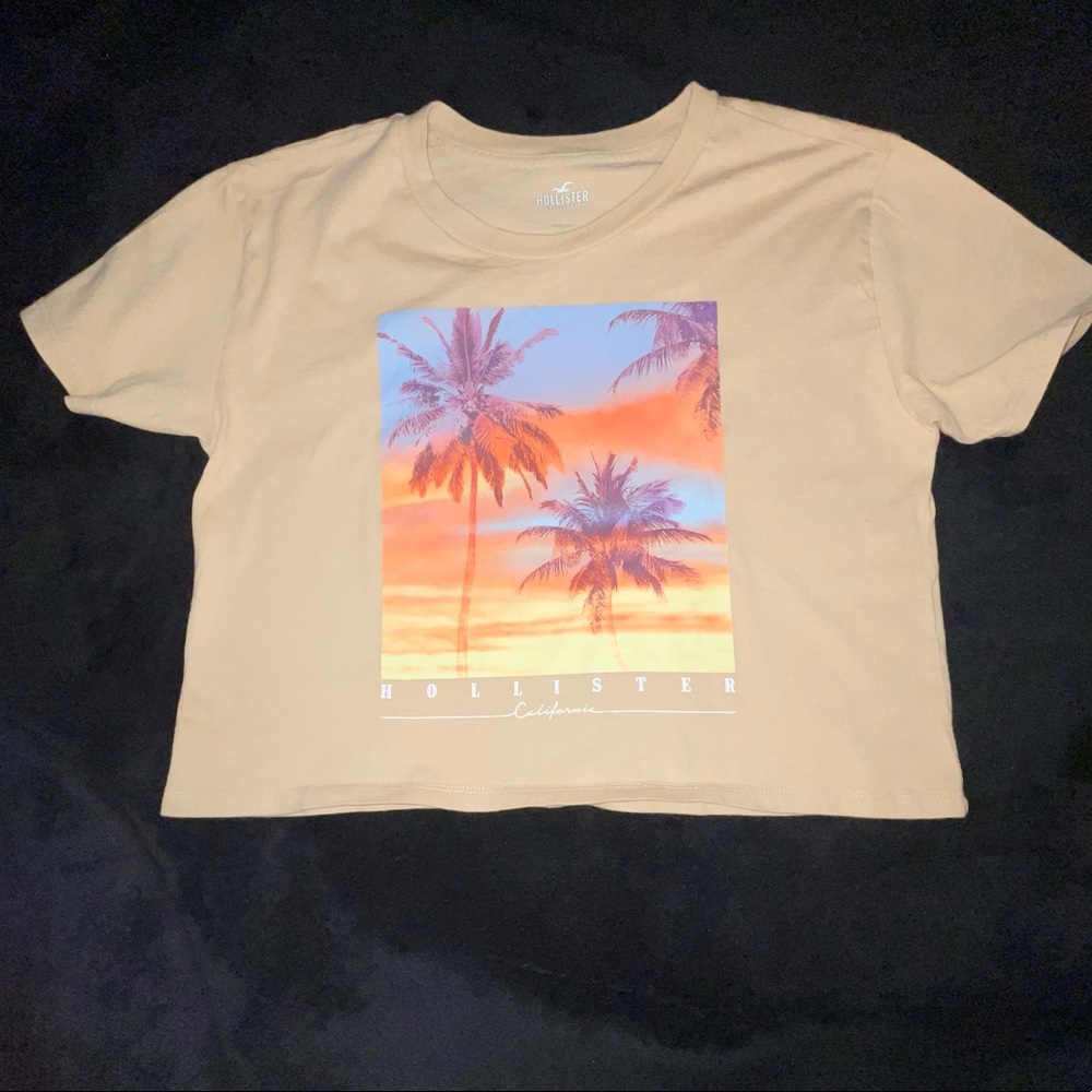 Hollister crop graphic T-shirt. Sunset graphic
